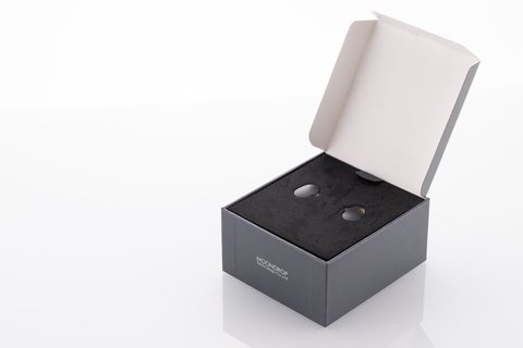 Moondrop Chu 2 retail box open showing earpieces in foam Moondrop Chu 2 retail box open showing earpieces in foam