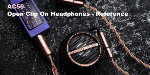 Aune AC55 open clip-on headphone paired with digital audio player