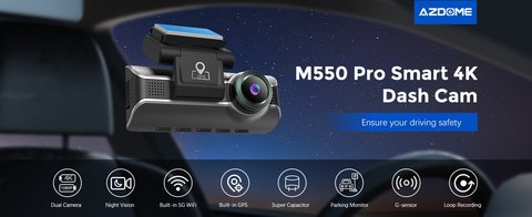 Azdome M550 dash cam unit used for firmware upgrade walkthrough