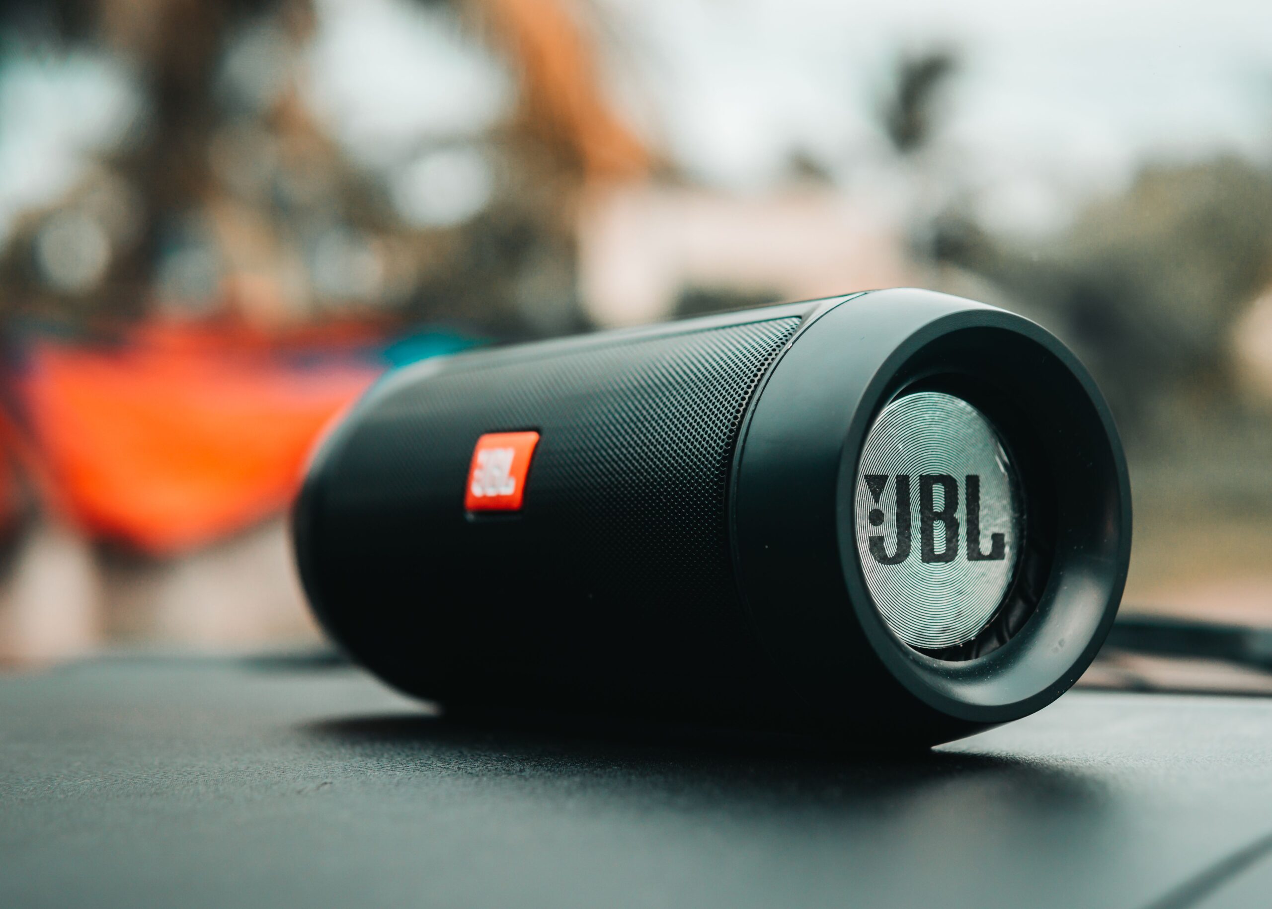 Portable Bluetooth speaker on a table