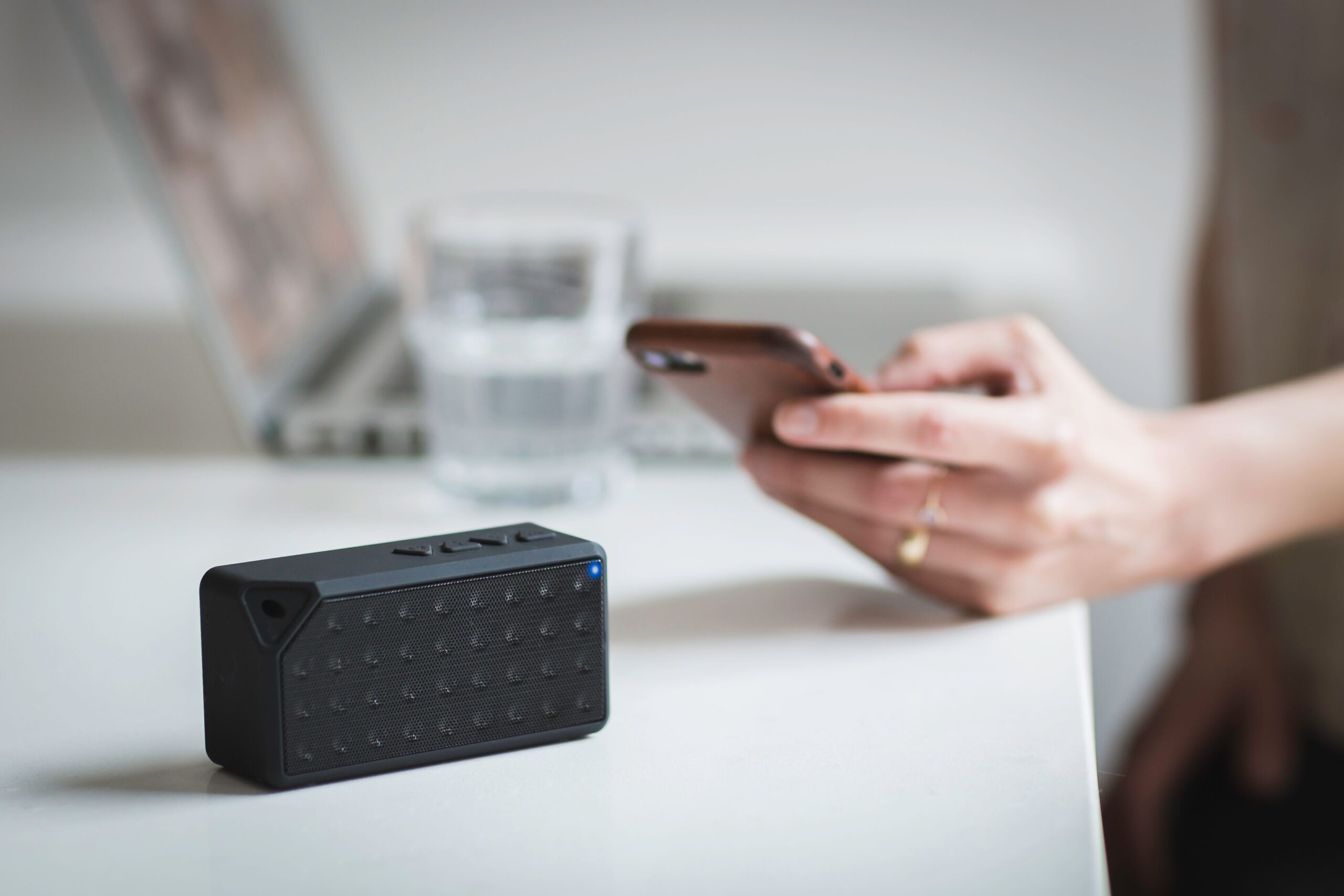 Small Bluetooth speaker indoors