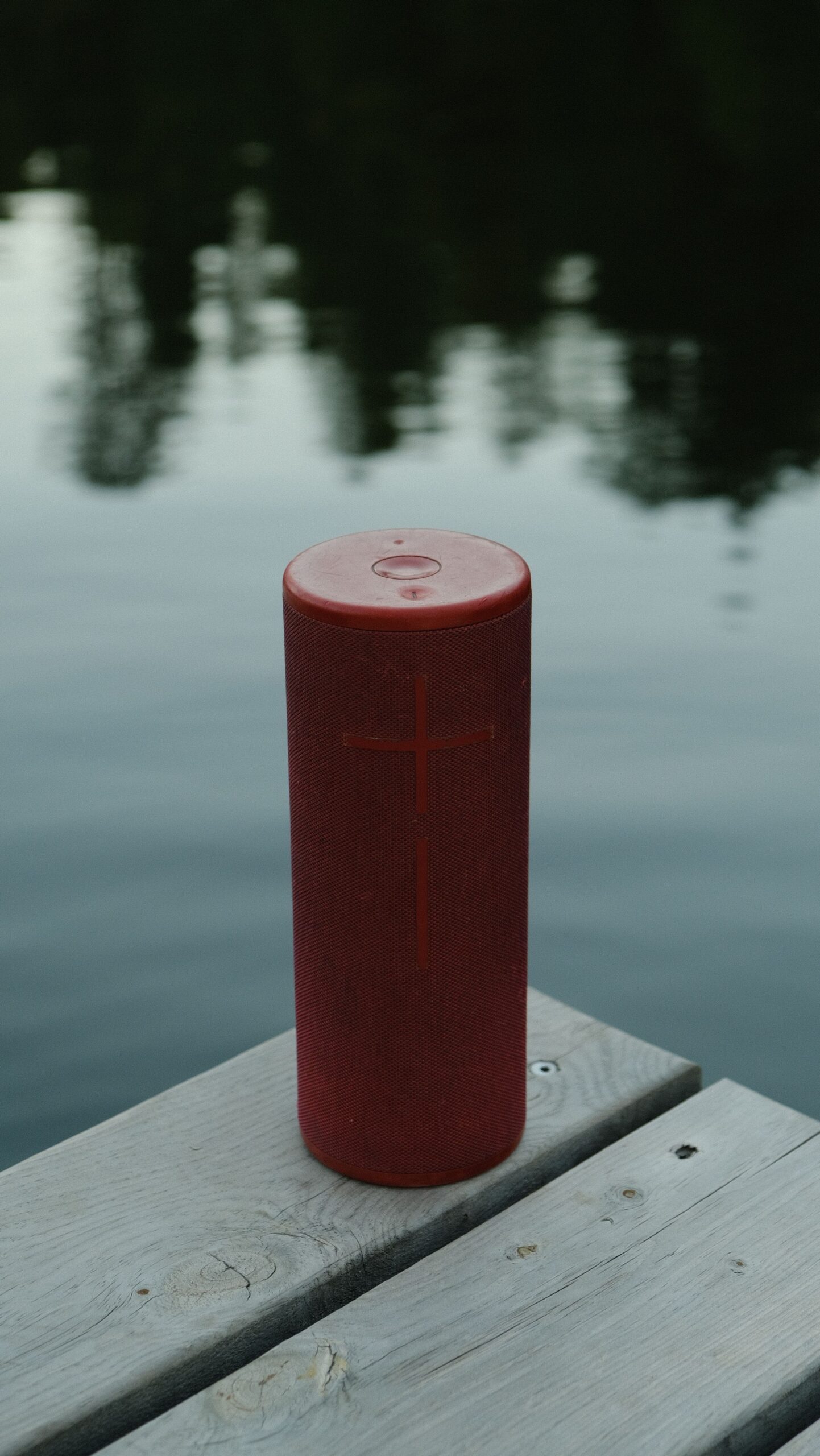 Close up of a portable wireless speaker