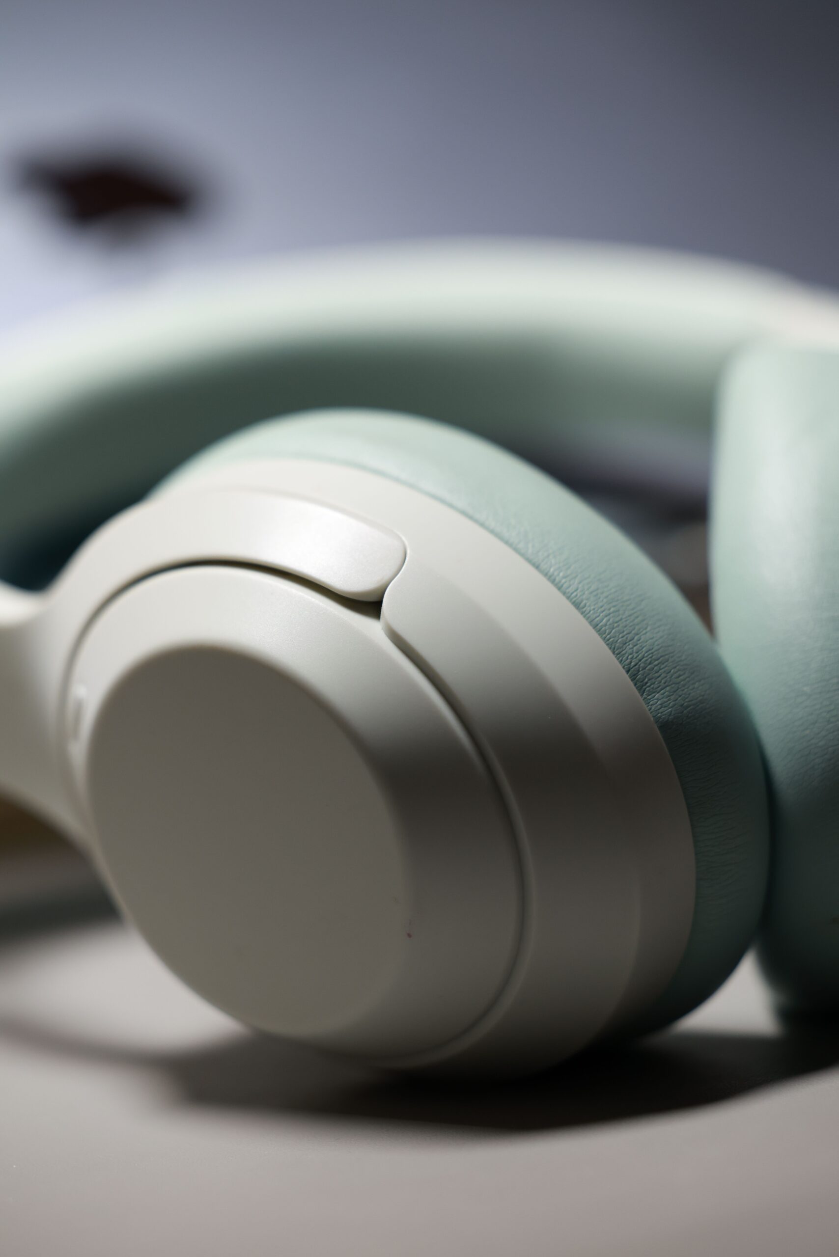 Close up of over-ear wireless headphones Close up of over-ear wireless headphones