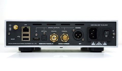 Rear panel of the Cayin iDAP-6 showing I2S, AES/EBU, coaxial, and optical digital outputs Rear panel of the Cayin iDAP-6 showing I2S, AES/EBU, coaxial, and optical digital outputs