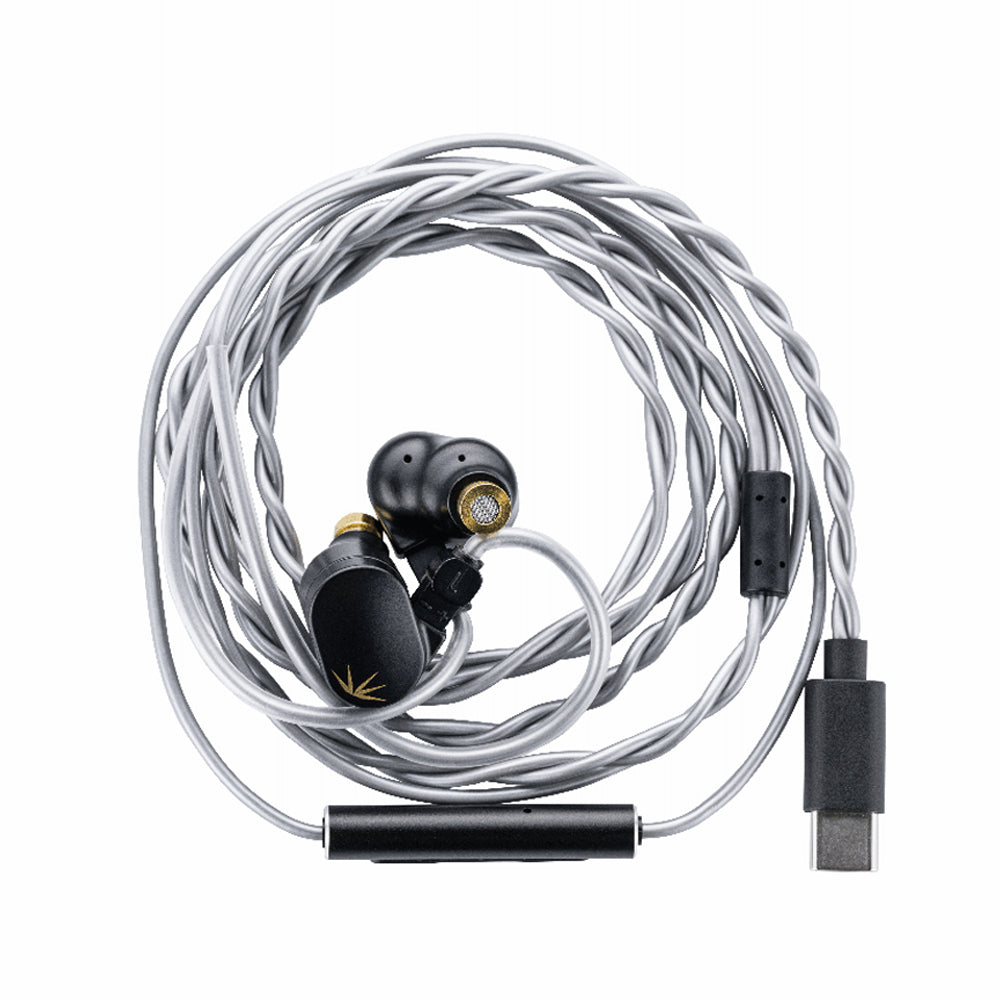 Moondrop Chu 2 DSP earphone with USB-C cable coiled