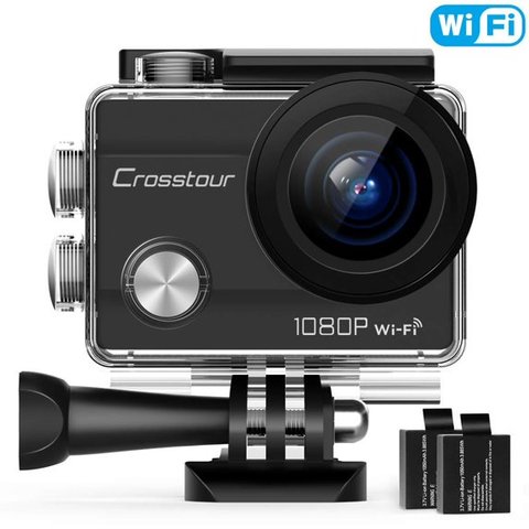 Crosstour CT7000 action camera with waterproof case and mounting accessories