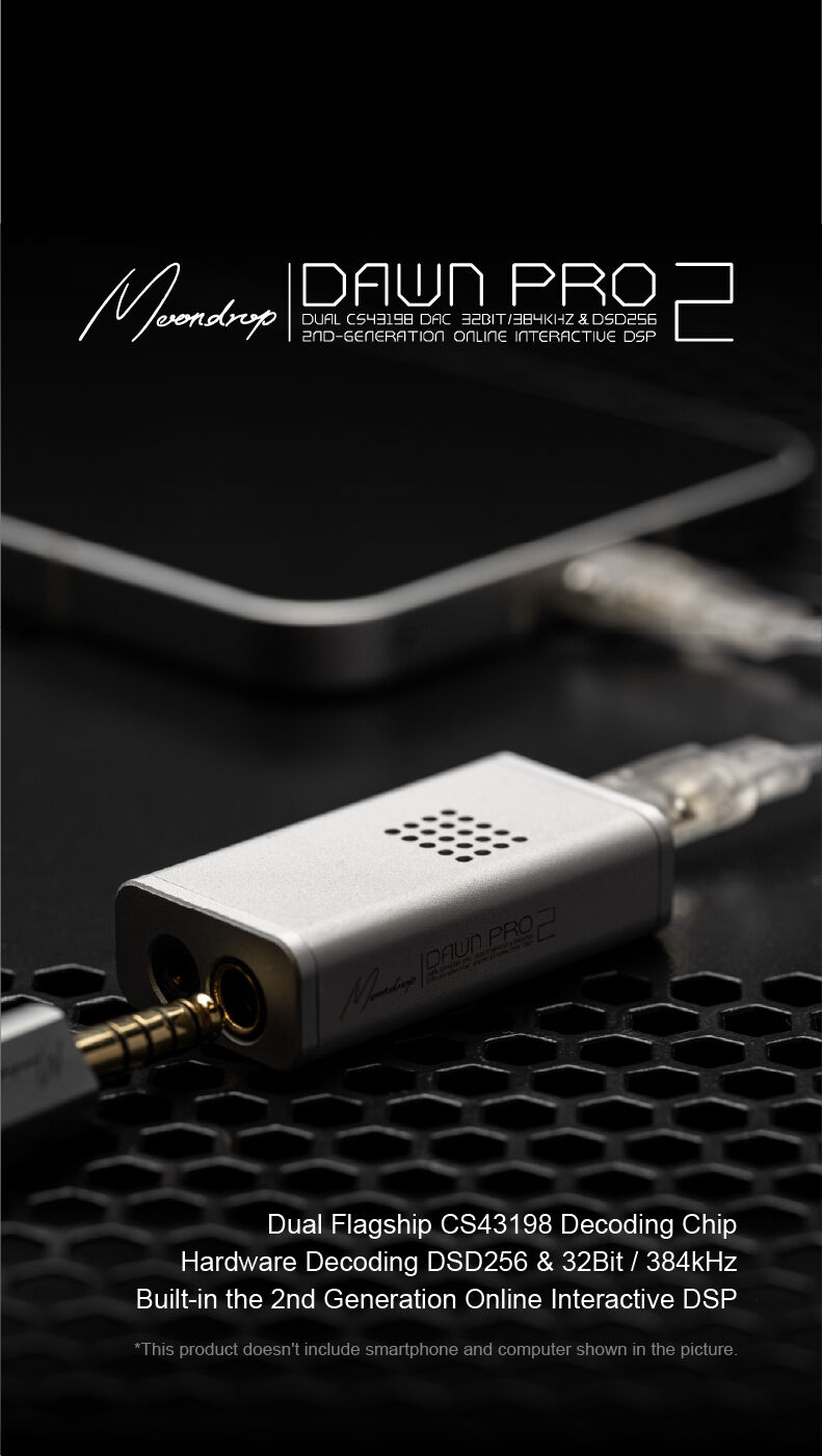 Moondrop Dawn Pro 2 dongle connected via USB-C cable Moondrop Dawn Pro 2 dongle connected via USB-C cable