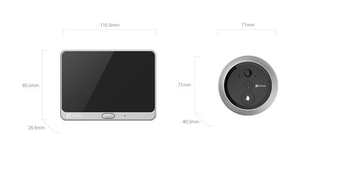 EZVIZ CP4 smart peephole viewer dimensions for door camera setup