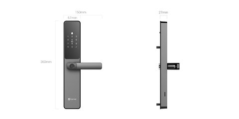 EZVIZ DL05 smart fingerprint lock dimensions for door installation EZVIZ DL05 smart fingerprint lock dimensions for door installation