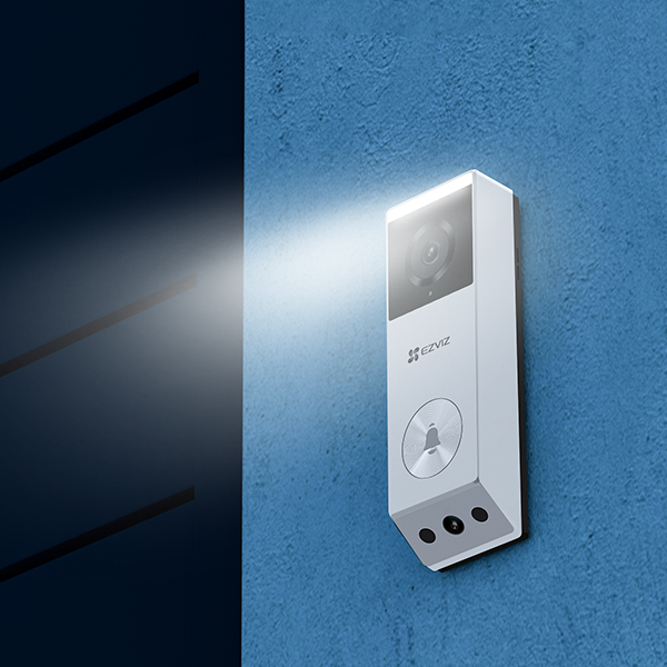 EZVIZ EP3x video doorbell mounted on wall with night vision light EZVIZ EP3x video doorbell mounted on wall with night vision light