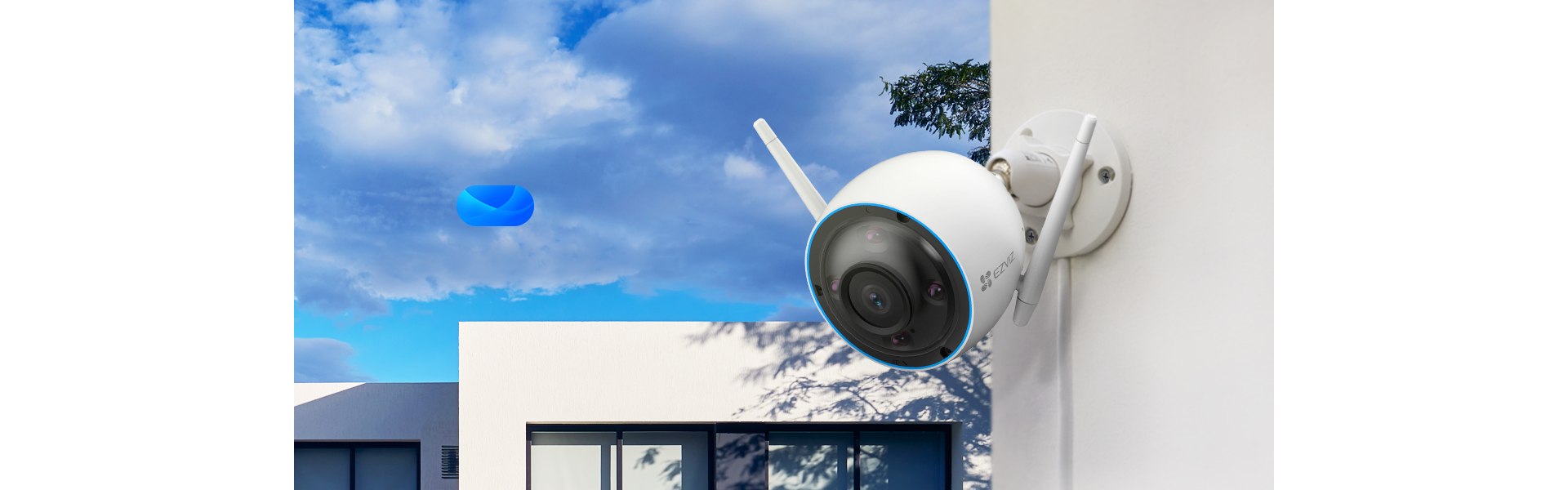 EZVIZ H3 3K camera mounted on outdoor wall EZVIZ H3 3K camera mounted on outdoor wall