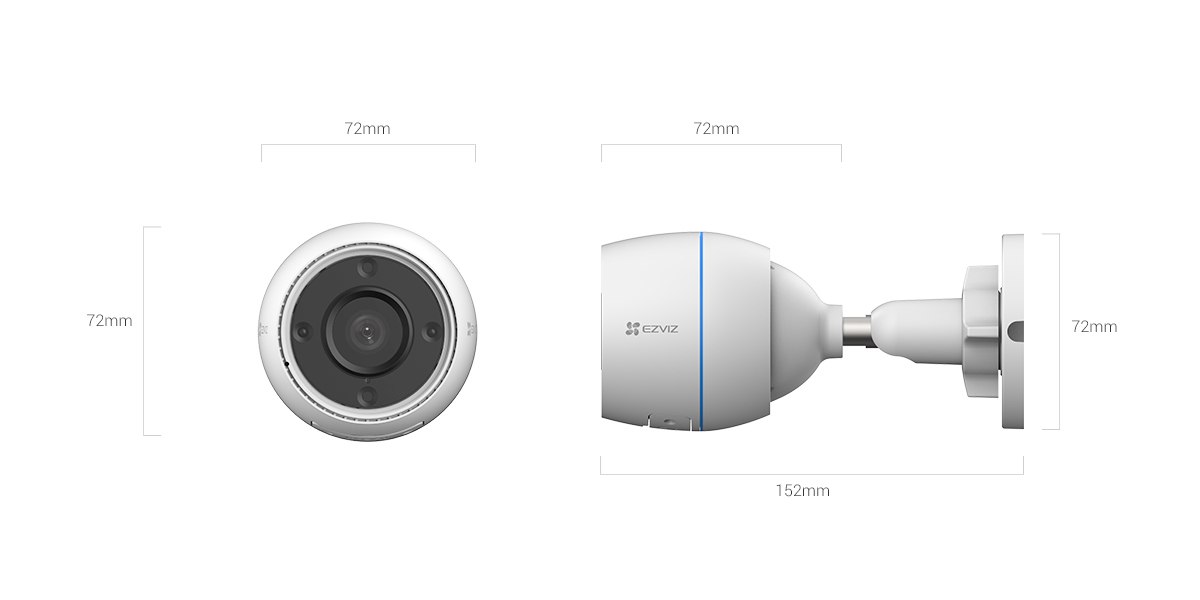 EZVIZ H3c 2K camera alternate front and side view EZVIZ H3c 2K camera alternate front and side view