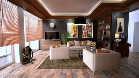 Living room with a television similar to devices controlled by the EZVIZ T33 Living room with a television similar to devices controlled by the EZVIZ T33