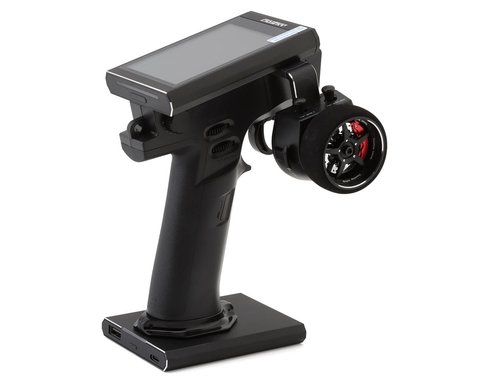 Flysky Noble NB4 Plus pistol-grip transmitter on stand Flysky Noble NB4 Plus pistol-grip transmitter on stand