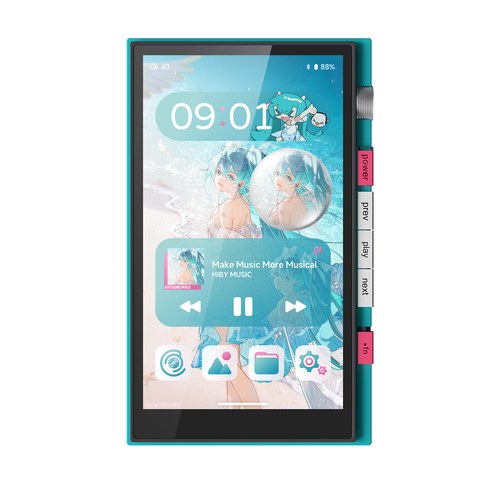 HiBy Digital M500 Hatsune Miku Edition front panel showing the themed home screen HiBy Digital M500 Hatsune Miku Edition front panel showing the themed home screen