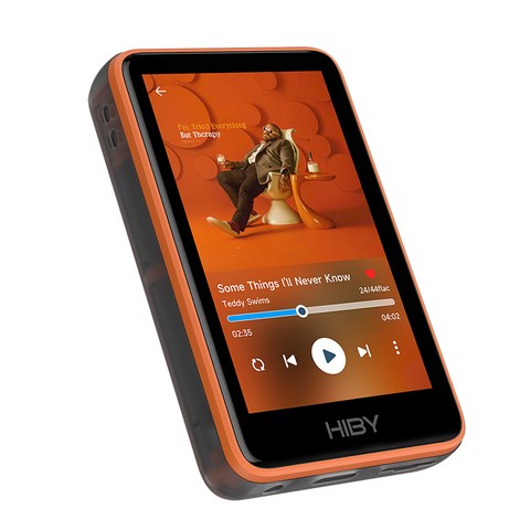 HiBy R1 angled view showing the touchscreen while running stock HiByOS HiBy R1 angled view showing the touchscreen while running stock HiByOS