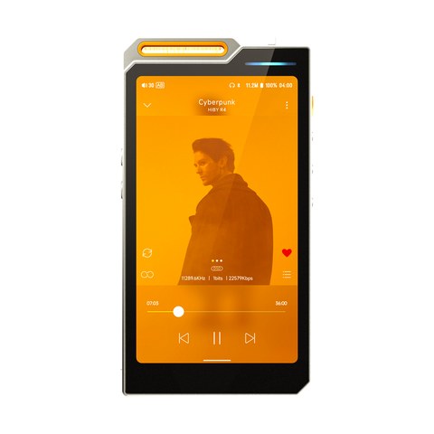 HiBy R4 now-playing screen close up HiBy R4 now-playing screen close up