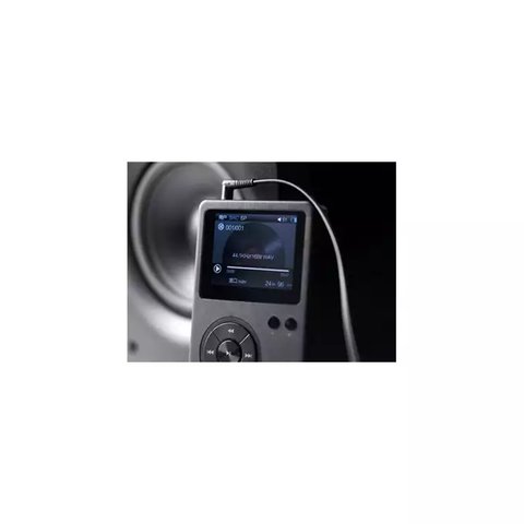 Hidizs AP100 portable music player screen showing playback information Hidizs AP100 portable music player screen showing playback information