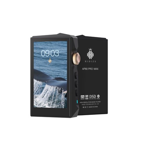 Hidizs AP80 Pro Max black edition player with whale tail wallpaper on screen Hidizs AP80 Pro Max black edition player with whale tail wallpaper on screen