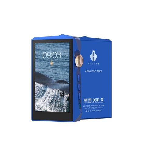 Hidizs AP80 Pro Max blue edition player shown at an angle Hidizs AP80 Pro Max blue edition player shown at an angle