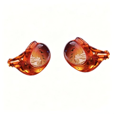 Kinera Celest PhoenixCall 2.0 earphones in the amber sunset faceplate colorway Kinera Celest PhoenixCall 2.0 earphones in the amber sunset faceplate colorway