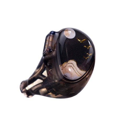 Kinera Celest PhoenixCall 2.0 in the smoke and gold starfield faceplate colorway Kinera Celest PhoenixCall 2.0 in the smoke and gold starfield faceplate colorway