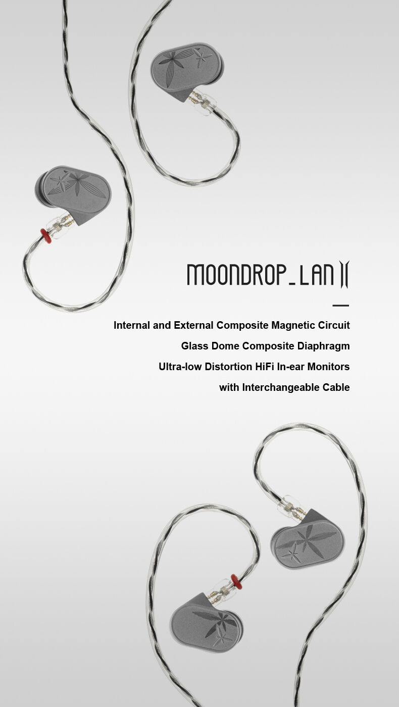 Moondrop LAN II earpiece showing gold-plated 2-pin connector Moondrop LAN II earpiece showing gold-plated 2-pin connector