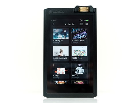Lotoo PAW Gold Touch touchscreen interface showing music library Lotoo PAW Gold Touch touchscreen interface showing music library