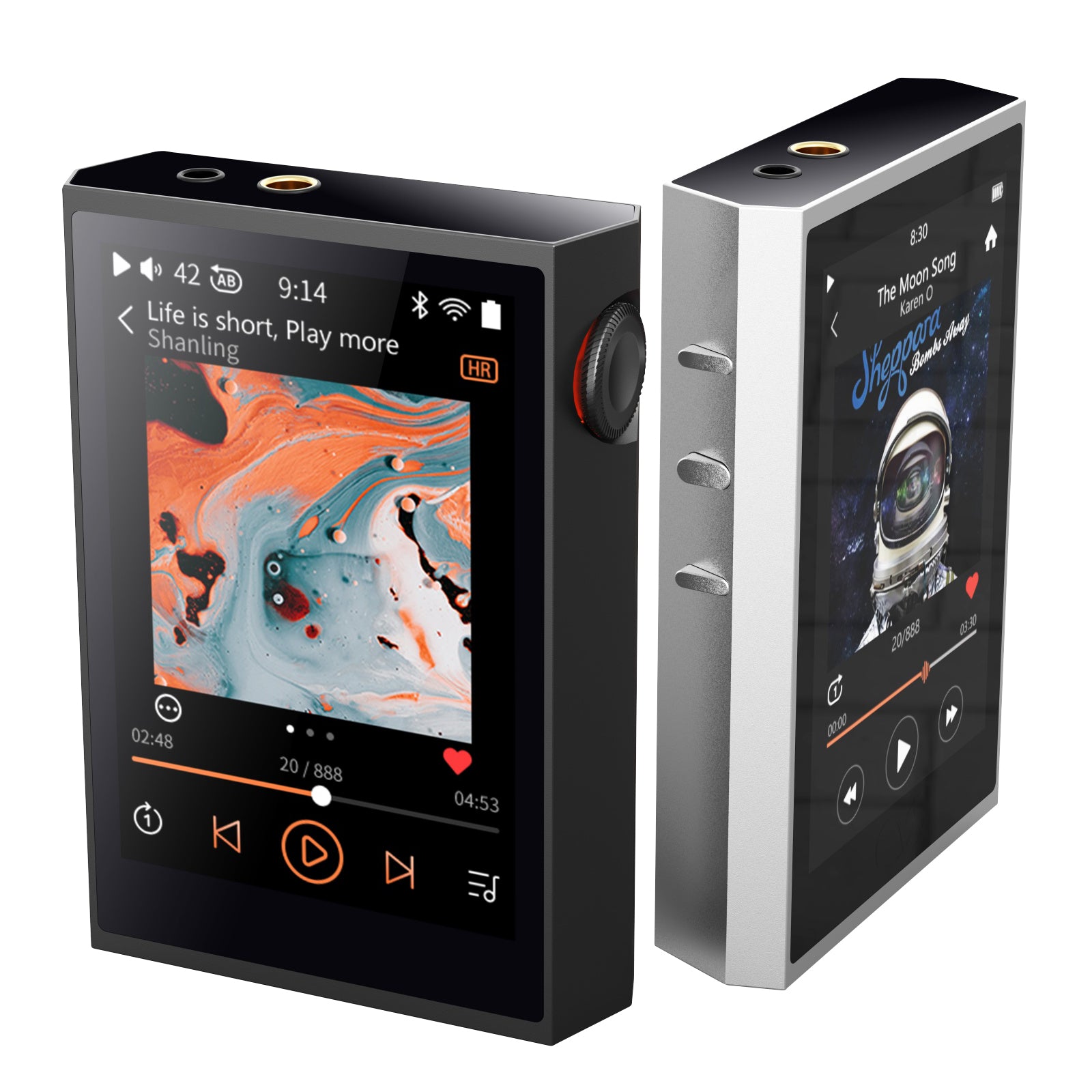 Shanling M1 Plus digital audio player showing home screen with album art Shanling M1 Plus digital audio player showing home screen with album art
