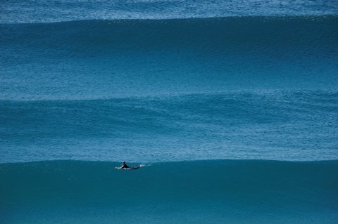 Surfer paddling in the ocean Surfer paddling in the ocean