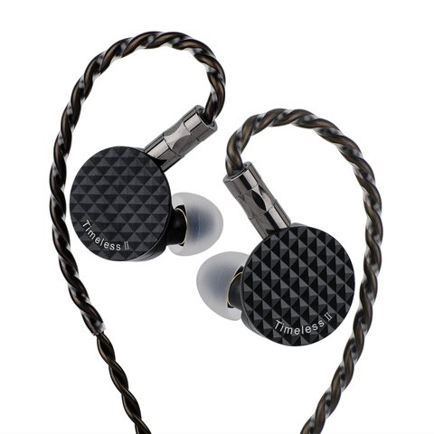 7Hz Timeless II earphone with textured black faceplate and detachable cable