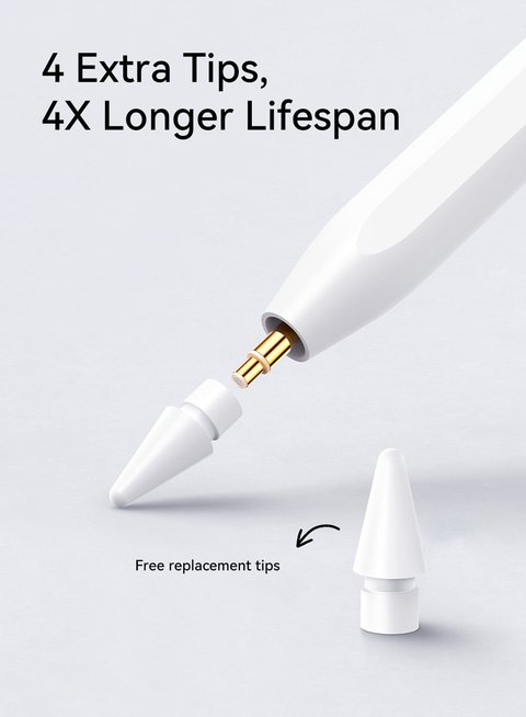 Joyroom stylus pen magnetically attached to the edge of an iPad Joyroom stylus pen magnetically attached to the edge of an iPad