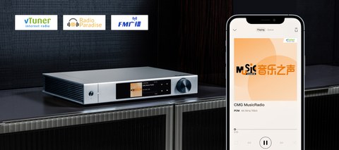 Matrix Audio Element X2 Pure streamer DAC on media console Matrix Audio Element X2 Pure streamer DAC on media console