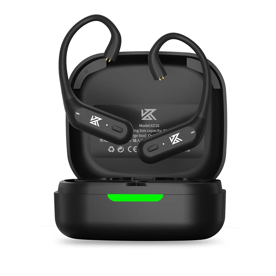 KZ XZ10 Bluetooth earhook modules resting in their charging case KZ XZ10 Bluetooth earhook modules resting in their charging case