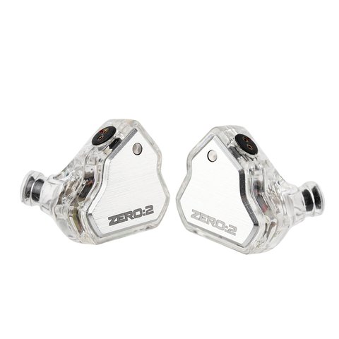 7Hz Salnotes Zero 2 earphone with silver Zero:2 faceplate on white background 7Hz Salnotes Zero 2 earphone with silver Zero:2 faceplate on white background