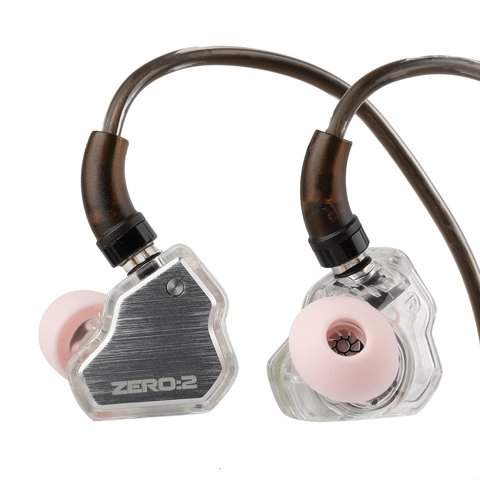 7Hz Zero 2 earphone shell with silver faceplate and clear resin body