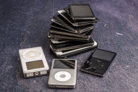 Various vintage portable music players including MP3 devices Various vintage portable music players including MP3 devices