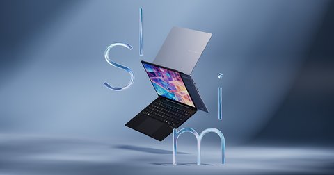 Asus Vivobook S15 laptop shown from an angled floating product view Asus Vivobook S15 laptop shown from an angled floating product view