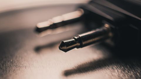 Macro shot of a 3.5mm audio jack connector