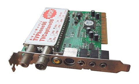 AVerMedia PCI TV tuner card with antenna and video connectors