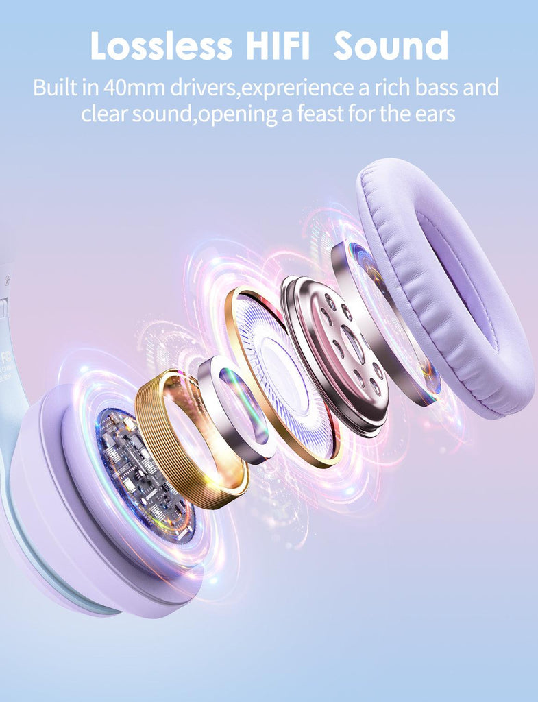 Onikuma B90 cat ear wireless headset front view Onikuma B90 cat ear wireless headset front view