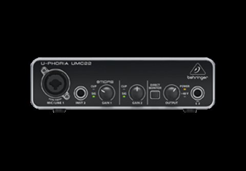 Behringer UMC22 USB audio interface with XLR combo input and gain knob