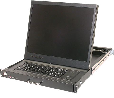 rackmount KVM switch unit installed in a server rack rackmount KVM switch unit installed in a server rack