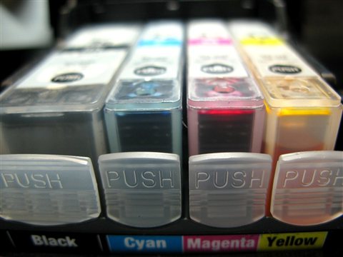 Compact inkjet all-in-one printer set up for home document printing