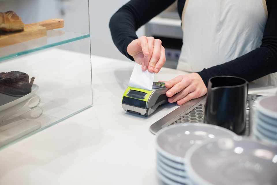 point of sale touchscreen terminal at a retail checkout counter point of sale touchscreen terminal at a retail checkout counter