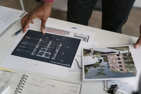 Architectural blueprint documents similar to output from a large format plotter Architectural blueprint documents similar to output from a large format plotter