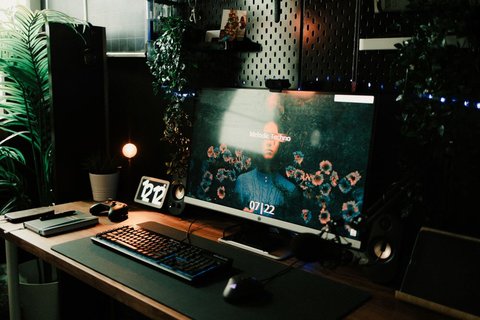 Home office desk setup similar to where a wireless inkjet printer connects