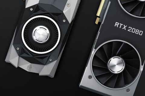 Graphics card branded with NVIDIA logo showing RTX model text on the housing Graphics card branded with NVIDIA logo showing RTX model text on the housing