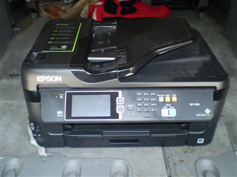 Epson WorkForce printer front panel and paper tray Epson WorkForce printer front panel and paper tray