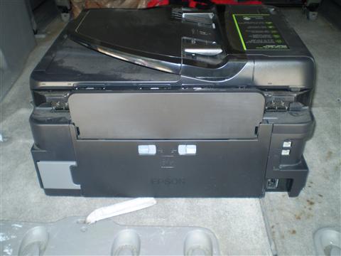 Epson WorkForce printer rear USB and power panel Epson WorkForce printer rear USB and power panel